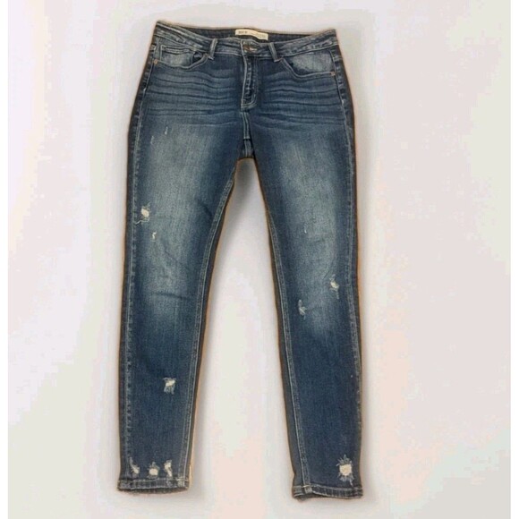 BKE Payton Mid Rise Ankle Skinny Jeans Universal Fit Blue Distressed Size 29 - Picture 3 of 8